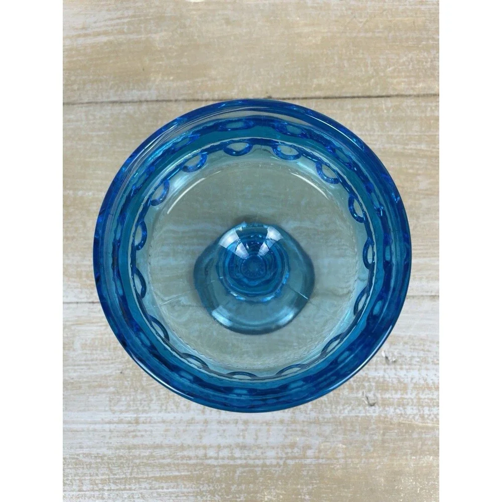 Indiana Glass Blue Kings Crown Compote Candy Dish